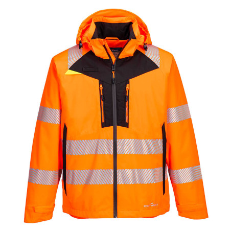 Portwest - Veste de pluie imperméable avec capuche et bandes réfléchissantes DX4 haute visibilité classe 3