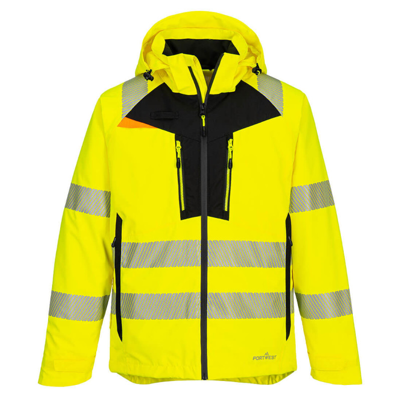 Portwest - Veste de pluie imperméable avec capuche et bandes réfléchissantes DX4 haute visibilité classe 3