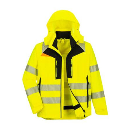 Portwest - Parka imperméable et chaude réversible avec capuche amovible 4 en 1 DX4 haute visibilité classe 3