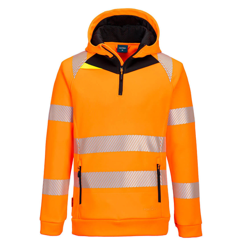 Portwest - Sweat-shirt à capuche stretch avec zip DX4 haute visibilité classe 2 et 3