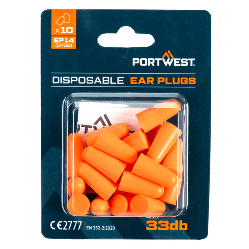 Portwest - Bouchons d'oreille en mousse PU (Pack de 10)