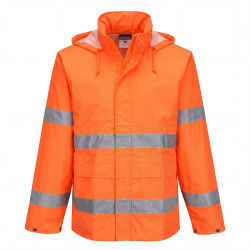 Portwest - Veste de pluie imperméable avec capuche enroulable ESSENTIAL ES1 haute visibilité classe 3