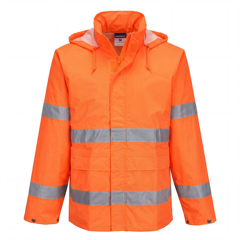 Portwest - Veste de pluie imperméable avec capuche enroulable ESSENTIAL ES1 haute visibilité classe 3