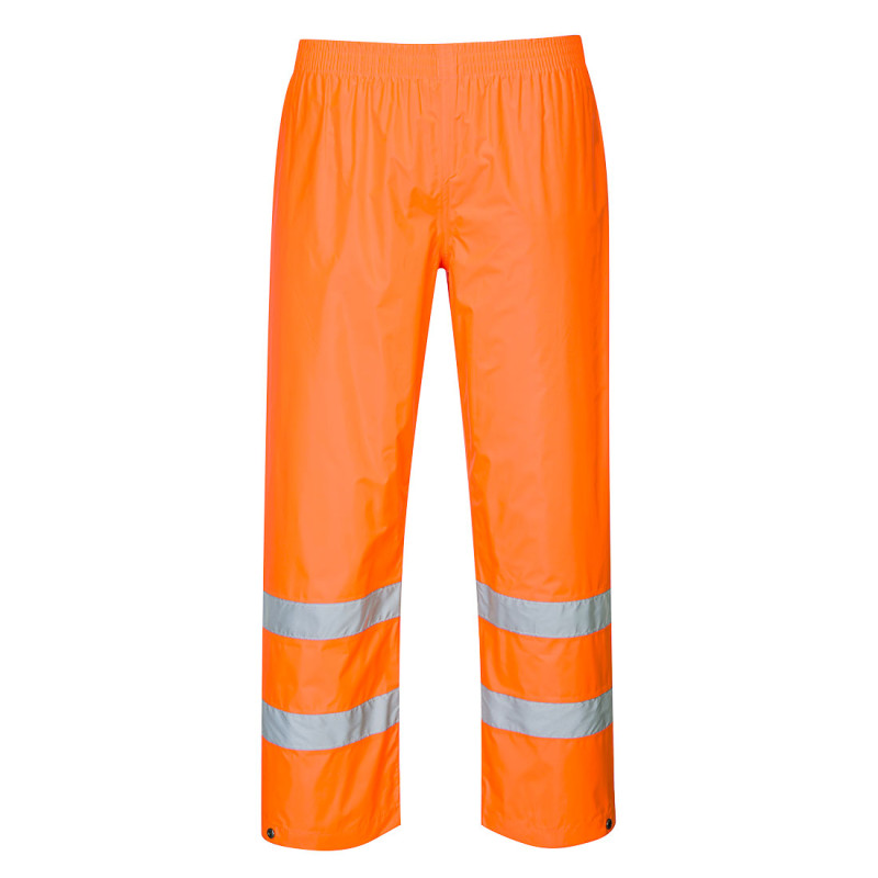 Portwest - Pantalon de pluie imperméable enduit PVC avec ceinture semi-élastiquée ESSENTIAL ES1 haute visibilité classe 1