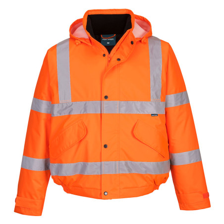 Portwest - Veste bombers imperméable et très chaude avec capuche enroulable ESSENTIAL ES1 haute visibilité classe 3