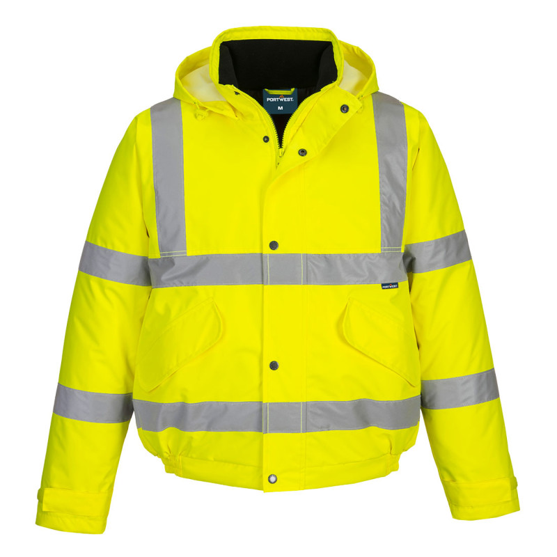 Portwest - Veste bombers imperméable et très chaude avec capuche enroulable ESSENTIAL ES1 haute visibilité classe 3
