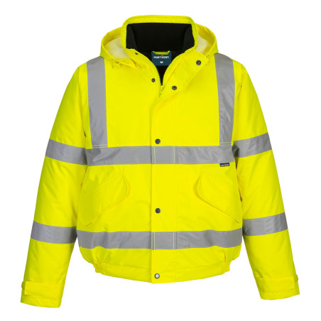 Portwest - Veste bombers imperméable et très chaude avec capuche enroulable ESSENTIAL ES1 haute visibilité classe 3