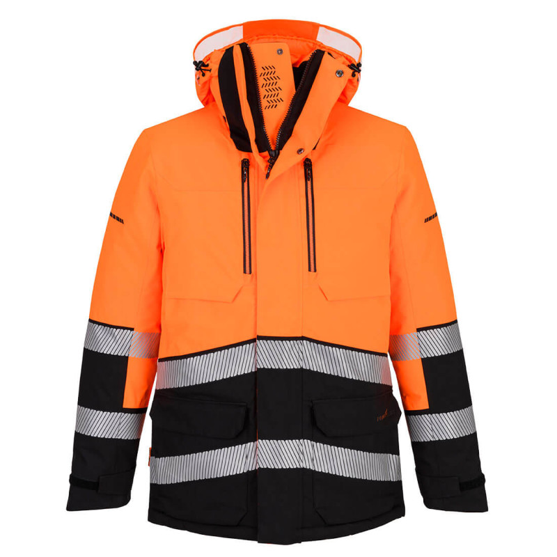 Portwest - Parka grand froid imperméable et très chaude avec jupon pare-neige EV4 haute visibilité classe 2 et 3