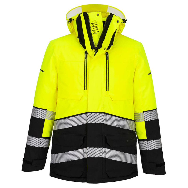Portwest - Parka grand froid imperméable et très chaude avec jupon pare-neige EV4 haute visibilité classe 2 et 3