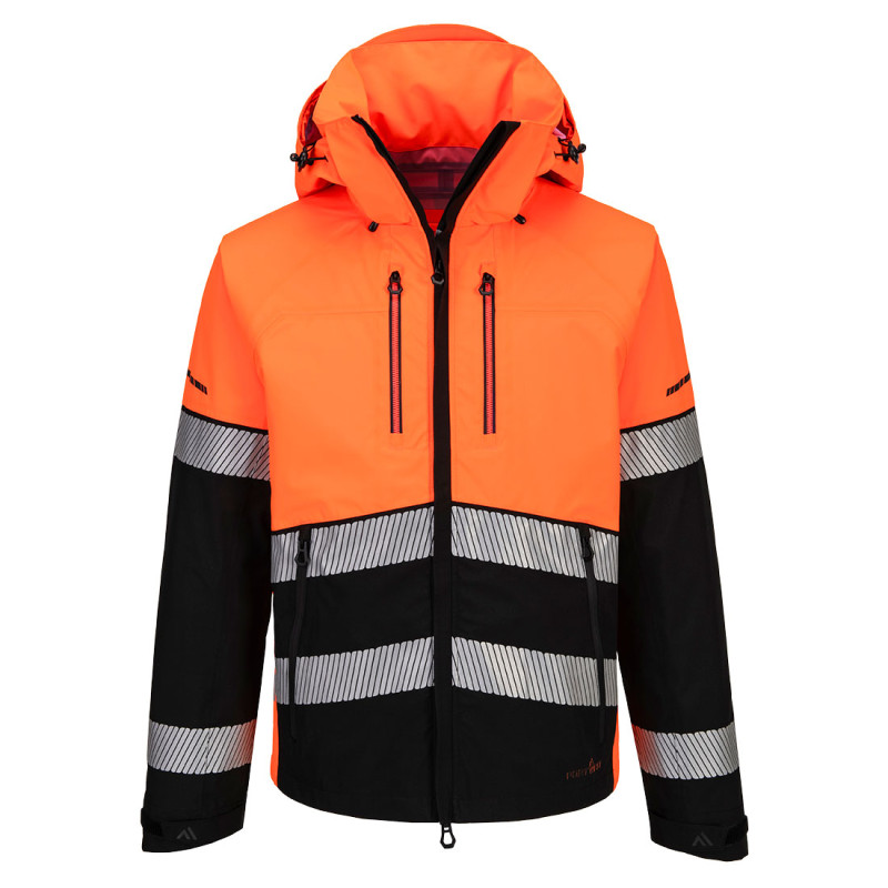 Portwest - Veste de pluie longue imperméable et respirante à capuche 3 couches EV4 haute visibilité classe 2