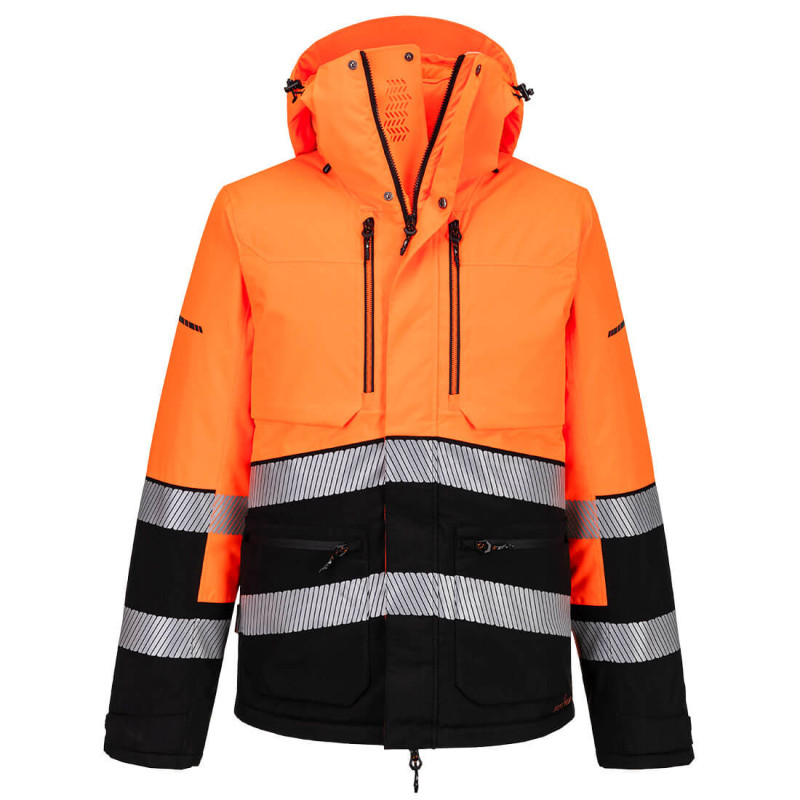 Portwest - Parka sherpa d'hiver longue et chaude imperméable EV4 haute visibilité classe 3