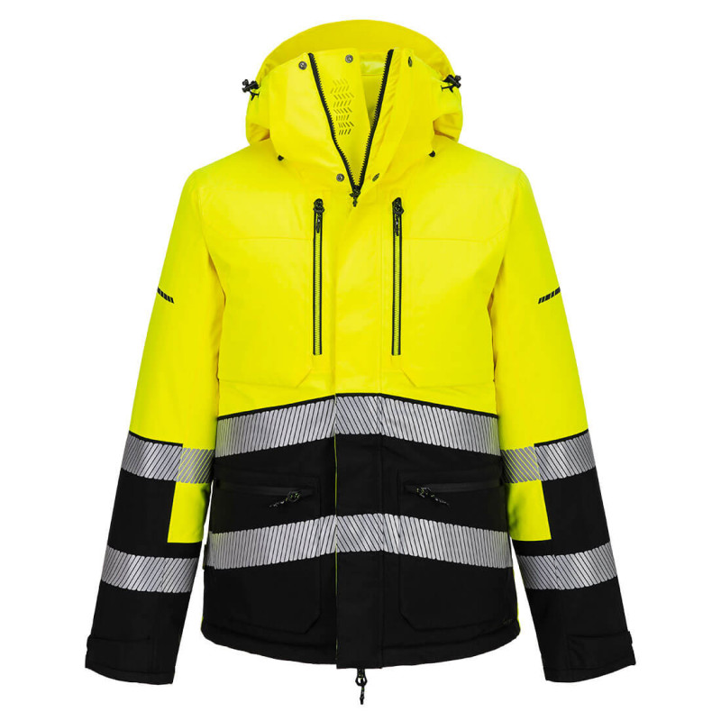 Portwest - Parka sherpa d'hiver longue et chaude imperméable EV4 haute visibilité classe 3