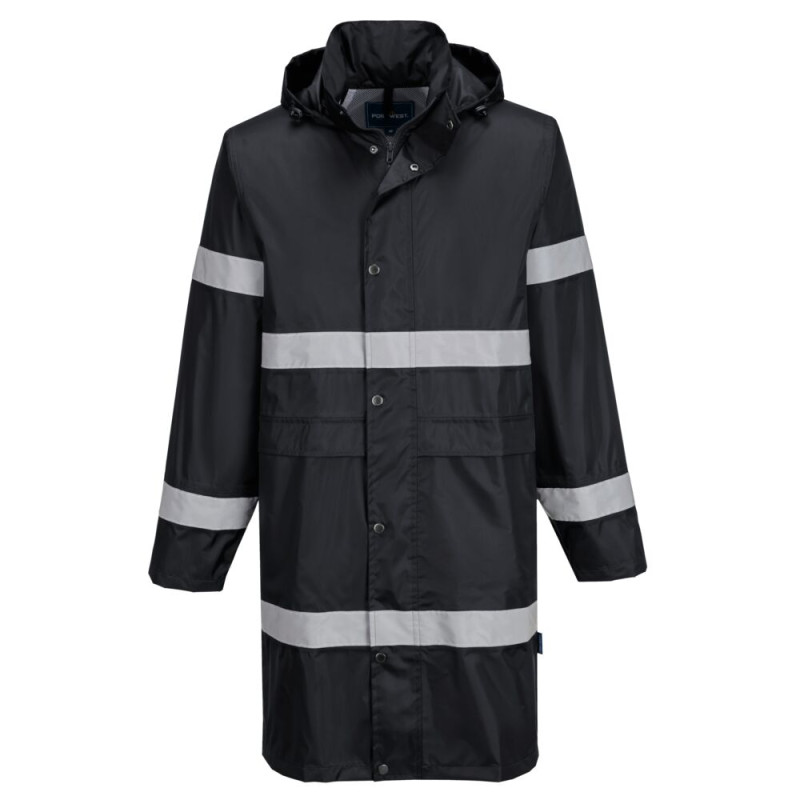 Portwest - Veste de pluie longue imperméable avec bandes réfléchissantes IOANA