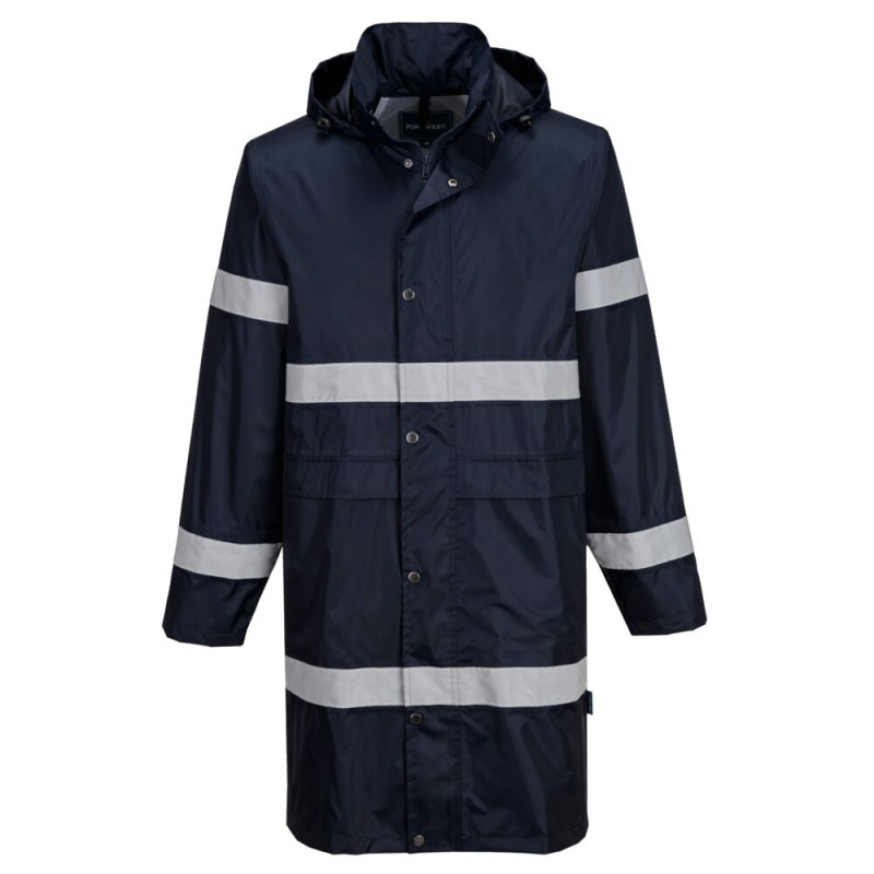 Portwest - Veste de pluie longue imperméable avec bandes réfléchissantes IOANA