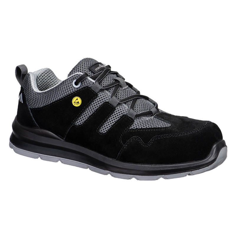 Portwest - Chaussures de sécurité basses en cuir suédé et textile aérés antistatique ESD embout composite S1