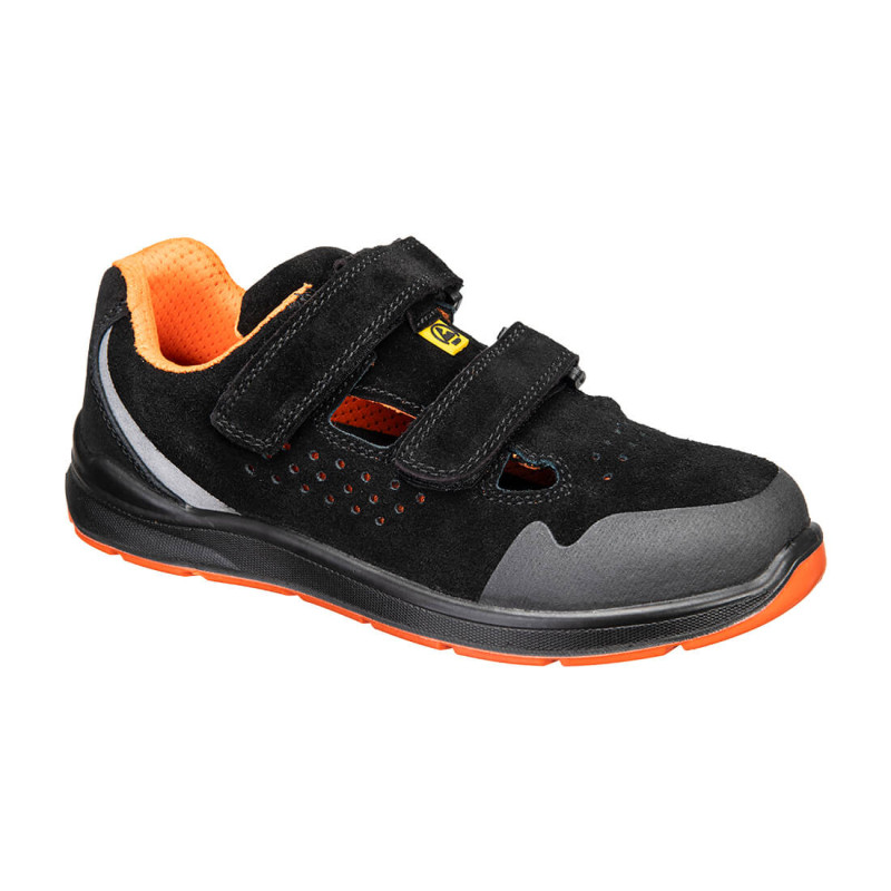 Portwest - Sandales de sécurité basses en cuir suédé antistatique ESD embout acier S1P
