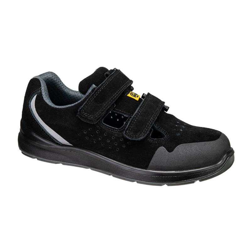 Portwest - Sandales de sécurité basses en cuir suédé antistatique ESD embout acier S1P
