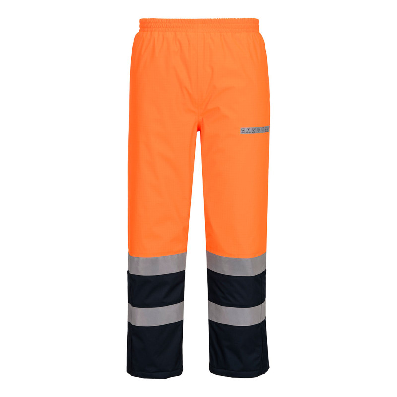 Portwest - Pantalon de travail d'hiver imperméable anti-flamme avec tissu Bizflame haute visibilité classe 2