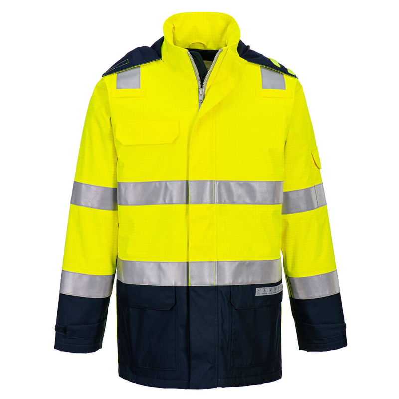 Portwest - Veste de pluie résistante à la flamme en Bizflame haute visibilité classe 3