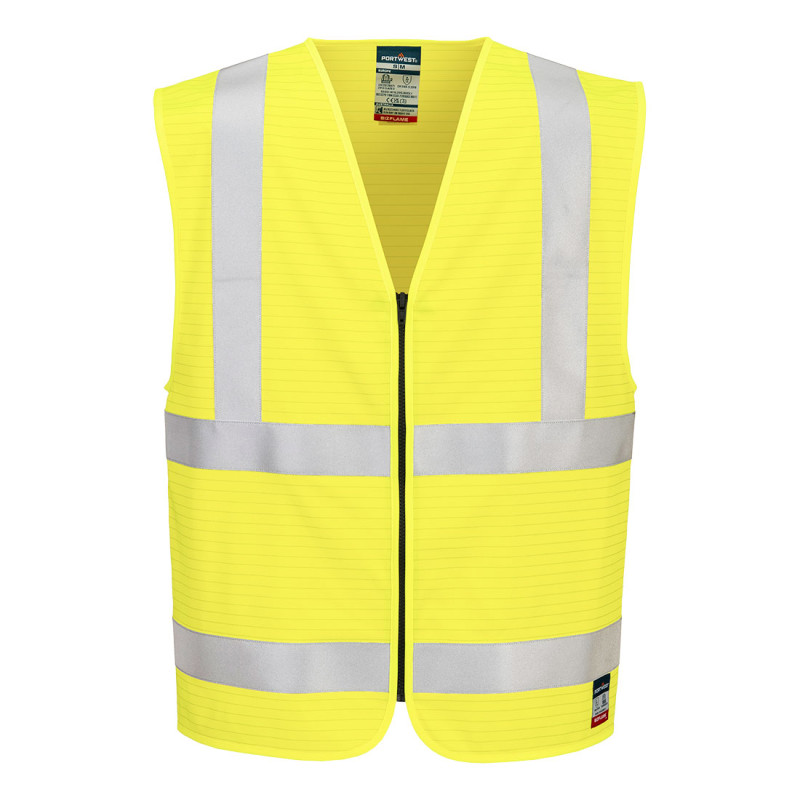Portwest - Gilet de sécurité zippé résistant à la flamme en Bizflame haute visibilité classe 2