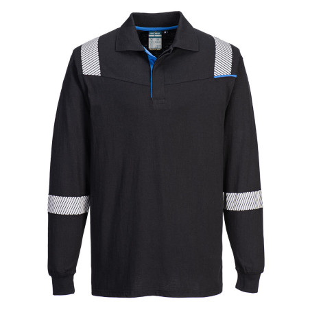 Portwest - Polo manches longues résistant à la flamme en Modaflame noir WX3