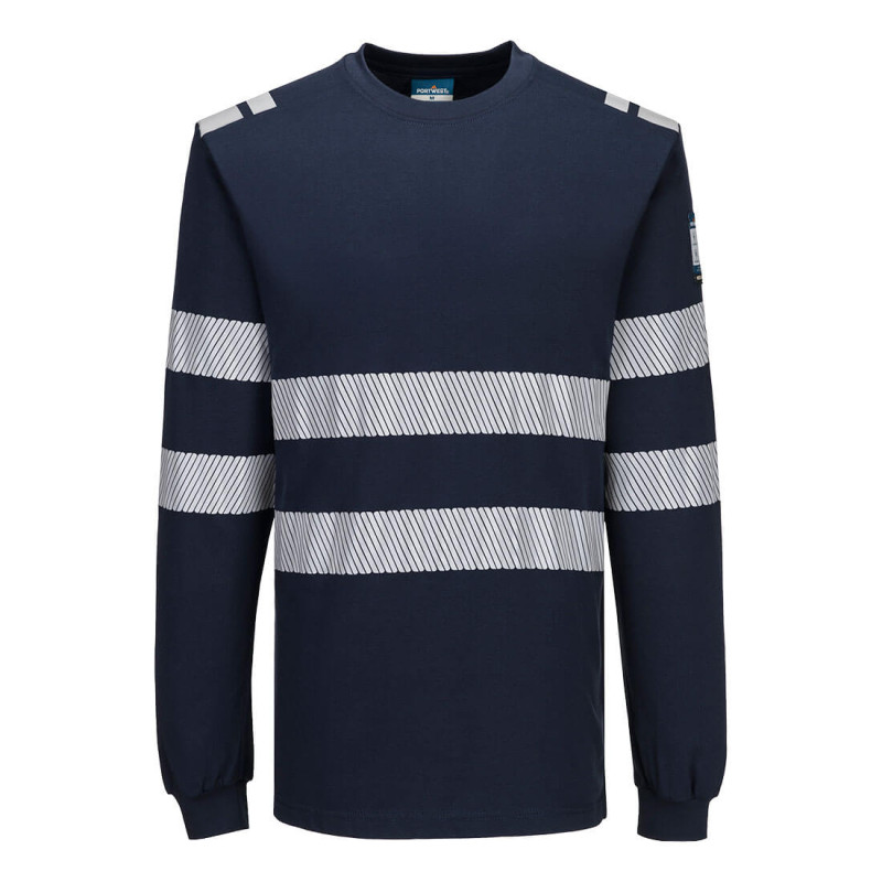 Portwest - Tee-shirt manches longues en Modaflame léger bandes réfléchissantes PW3
