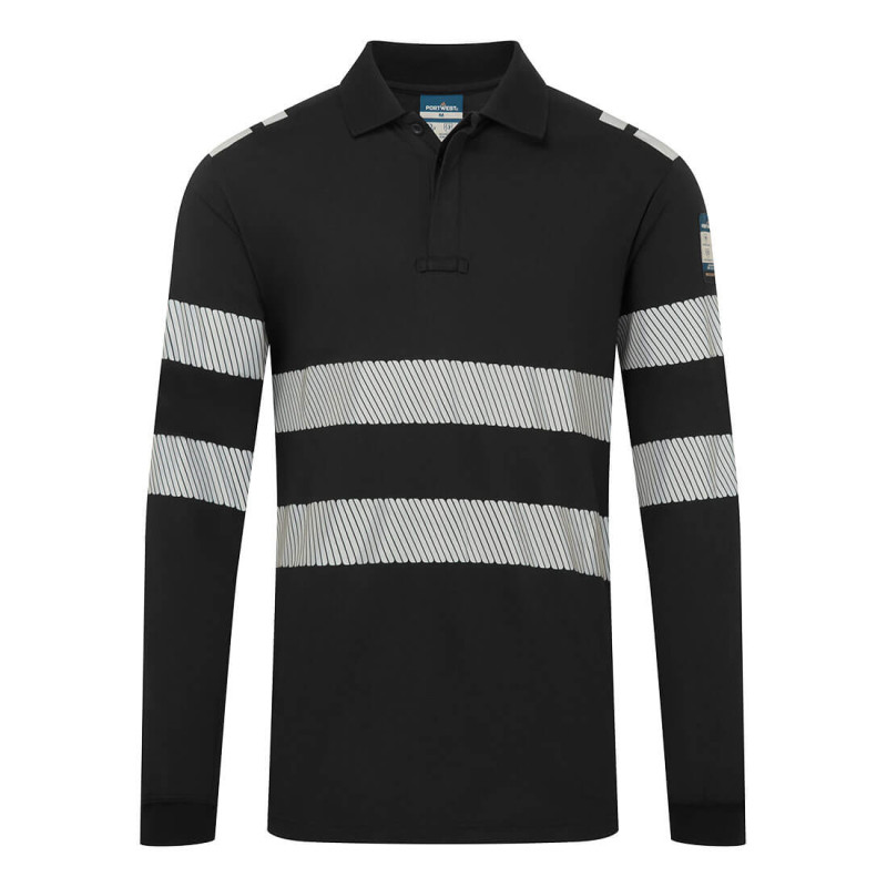 Portwest - Polo manches longues en Modaflame léger bandes réfléchissantes PW3