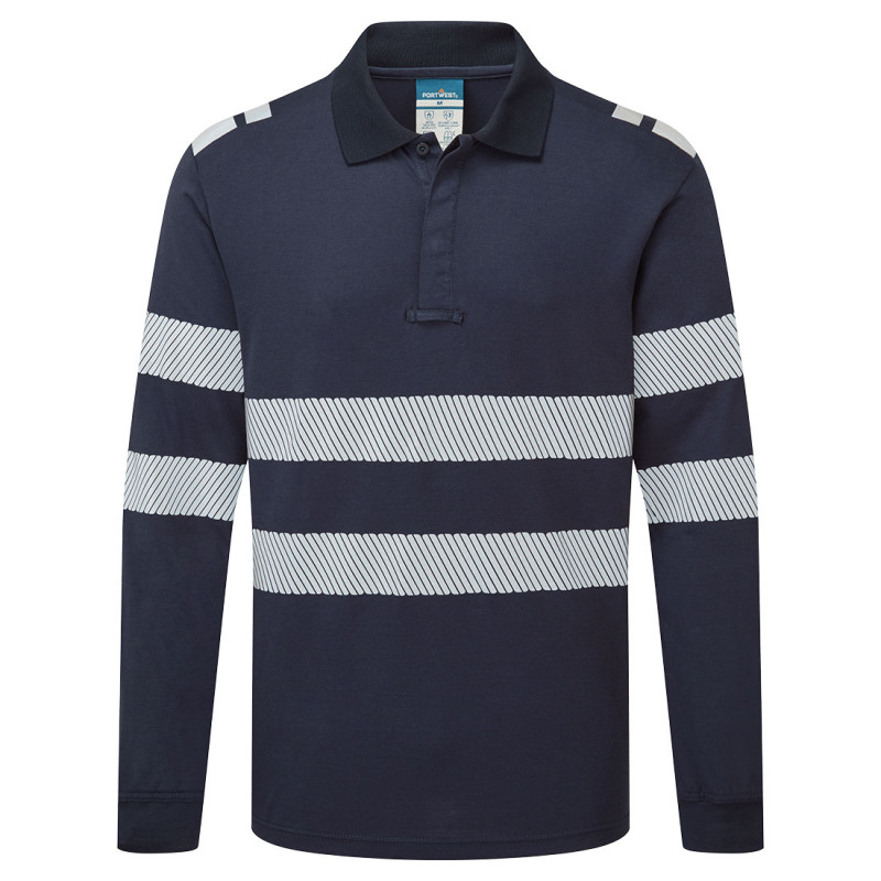 Portwest - Polo manches longues en Modaflame léger bandes réfléchissantes PW3