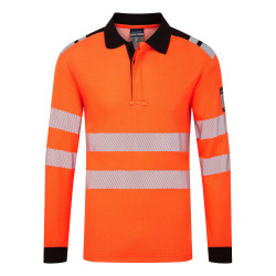Portwest - Polo manches longues en Modaflame léger PW3 haute visibilité classe 3