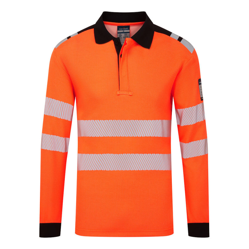 Portwest - Polo manches longues en Modaflame léger PW3 haute visibilité classe 3