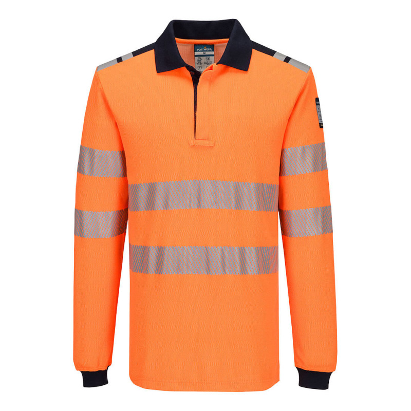 Portwest - Polo manches longues en Modaflame léger PW3 haute visibilité classe 3