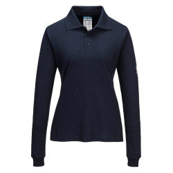 Portwest - Polo manches longues résistant à la flamme pour femmes en Modaflame bleu marine