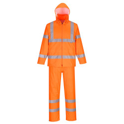 Portwest - Ensemble de pluie enroulable léger et imperméable en polyester et PVC haute visibilité classe 3