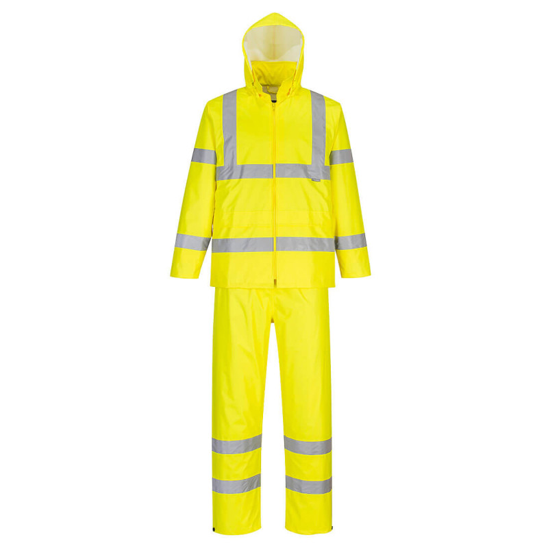 Portwest - Ensemble de pluie enroulable léger et imperméable en polyester et PVC haute visibilité classe 3