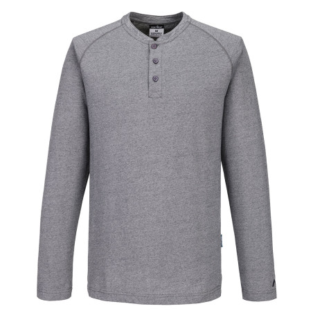 Portwest - Tee-shirt manches longues en coton avec boutons pattes gris zoom KA3