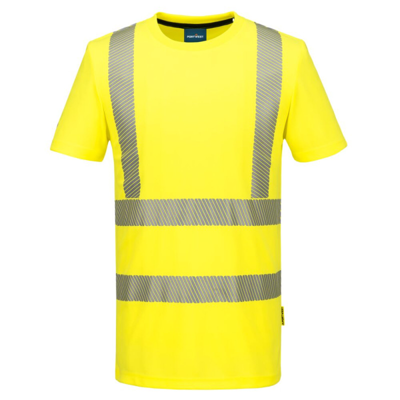 Portwest - Tee-shirt manches courtes en tissu respirant coupe slim KX3 haute visibilité classe 2