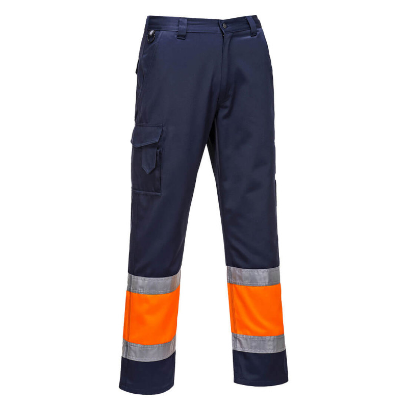 Portwest - Pantalon de travail bicolore poches cargo ceinture semi-élastiquée haute visibilité classe 1