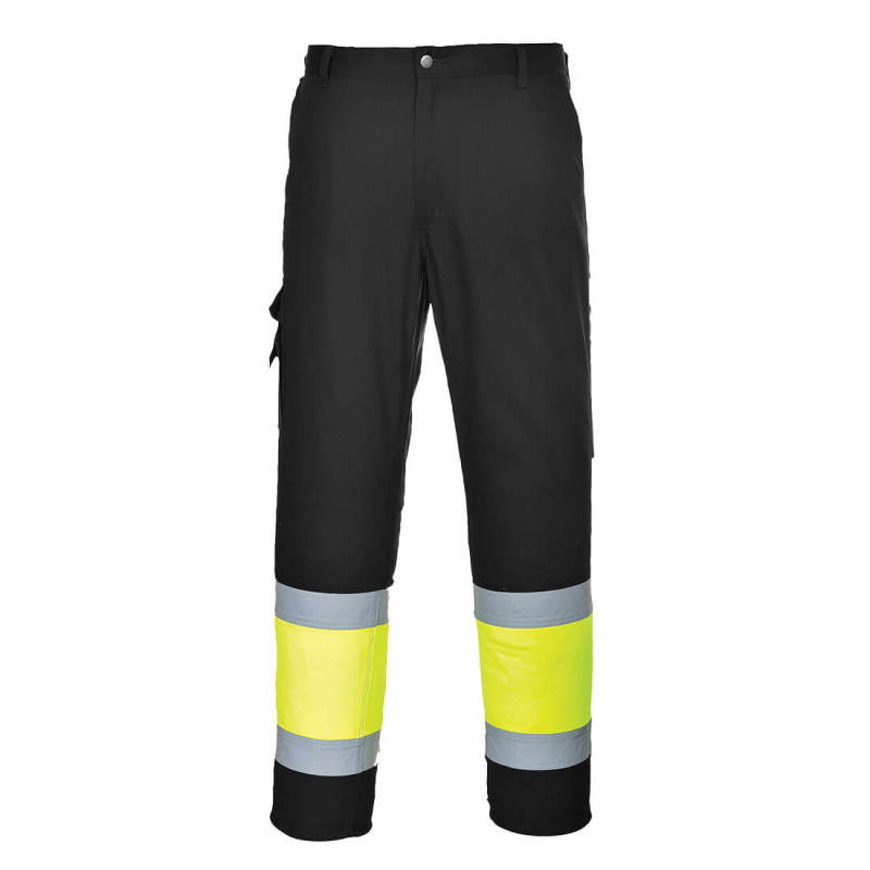 Portwest - Pantalon de travail bicolore poches cargo ceinture semi-élastiquée haute visibilité classe 1