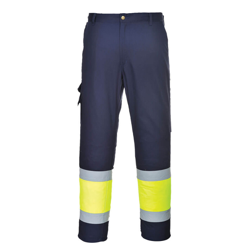 Portwest - Pantalon de travail bicolore poches cargo ceinture semi-élastiquée haute visibilité classe 1