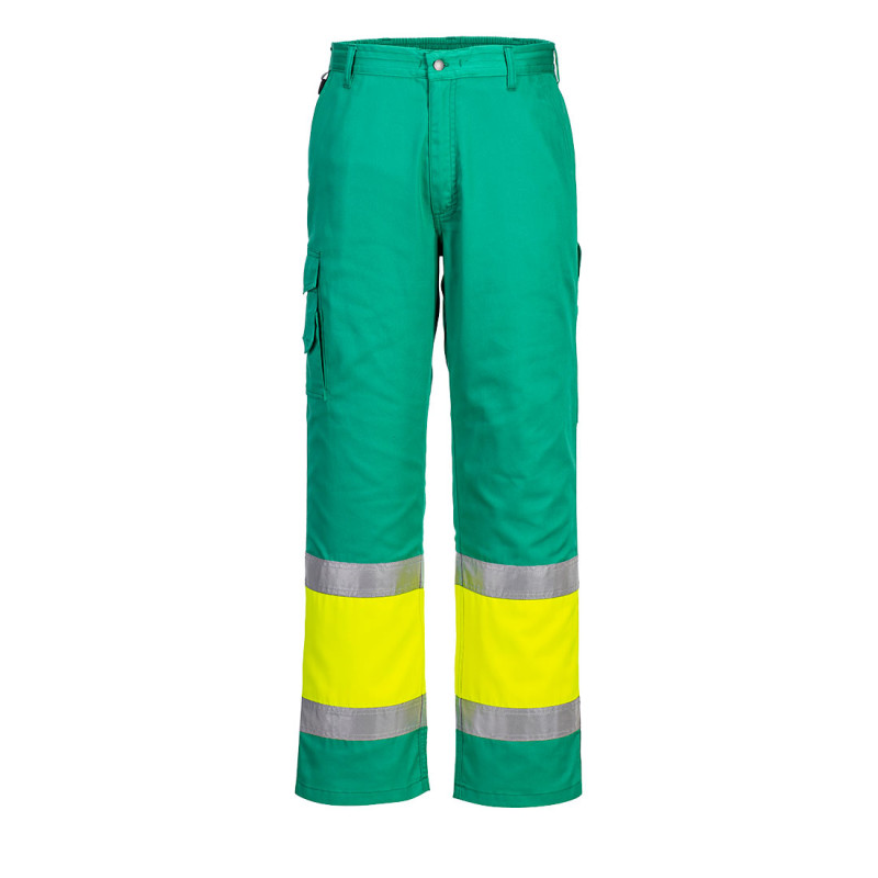 Portwest - Pantalon de travail bicolore poches cargo ceinture semi-élastiquée haute visibilité classe 1