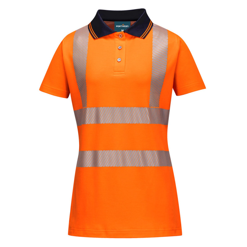 Portwest - Polo de travail pour femmes avec bandes réfléchissantes haute visibilité classe 2