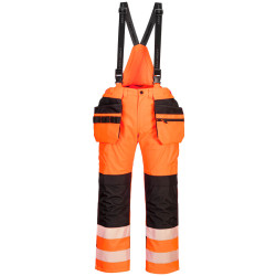 Portwest - Pantalon de pluie à bretelles PW3 avec poches holster haute visibilité classe 2