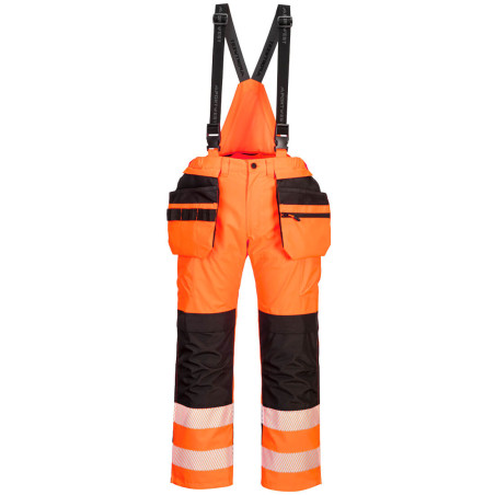 Portwest - Pantalon de pluie à bretelles PW3 avec poches holster haute visibilité classe 2