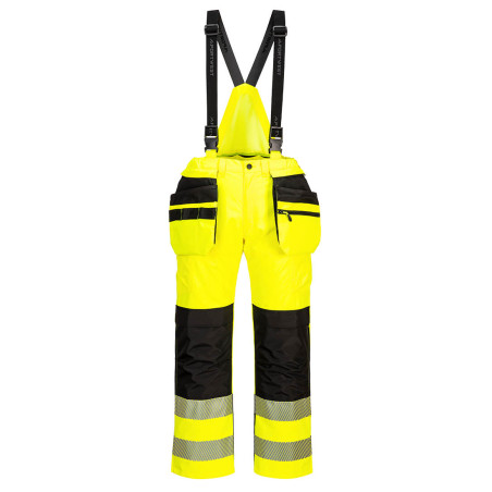 Portwest - Pantalon de pluie à bretelles PW3 avec poches holster haute visibilité classe 2
