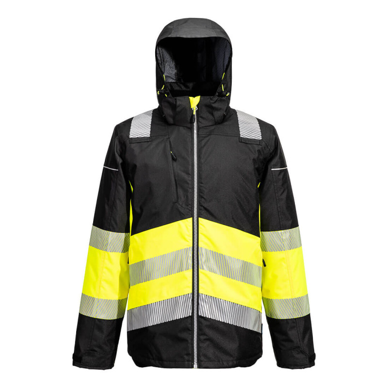 Portwest - Parka imperméable bicolore chaude et fonctionnelle PW3 haute visibilité classe 1