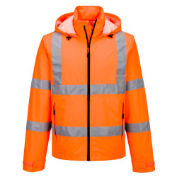 Portwest - Veste de pluie imperméable légère et pliable avec capuche amovible haute visibilité classe 3