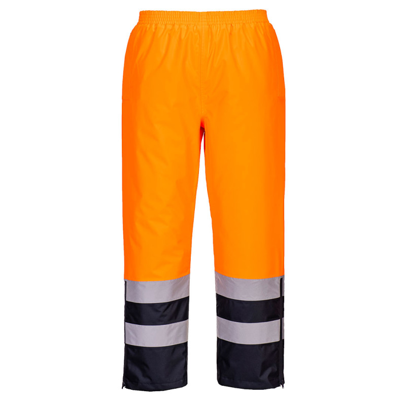 Portwest - Pantalon de pluie imperméable avec doublure matelassée haute visibilité classe 2