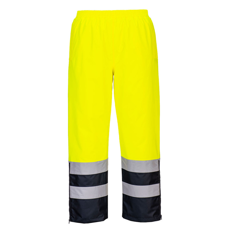 Portwest - Pantalon de pluie imperméable avec doublure matelassée haute visibilité classe 2