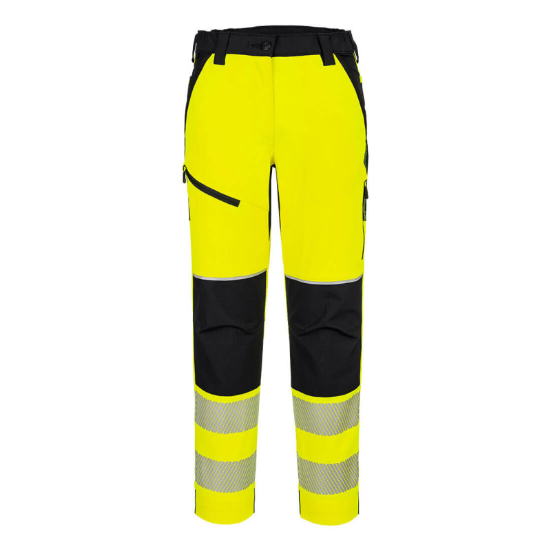 Portwest - Pantalon de travail stretch PW3 pour femmes en tissu ripstop haute visibilité classe 1