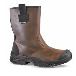 Aimont - Bottes de sécurité fourrées WOOL S3 marron en cuir pull-up hydrofuge spécial BTP avec embout acier
